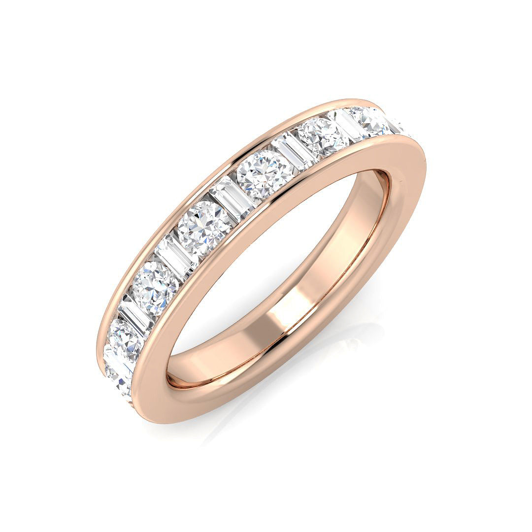 0.47-1.10ct Lab-Grown D/VVS Baguette & Round Cut Diamond Half Eternity Ring.