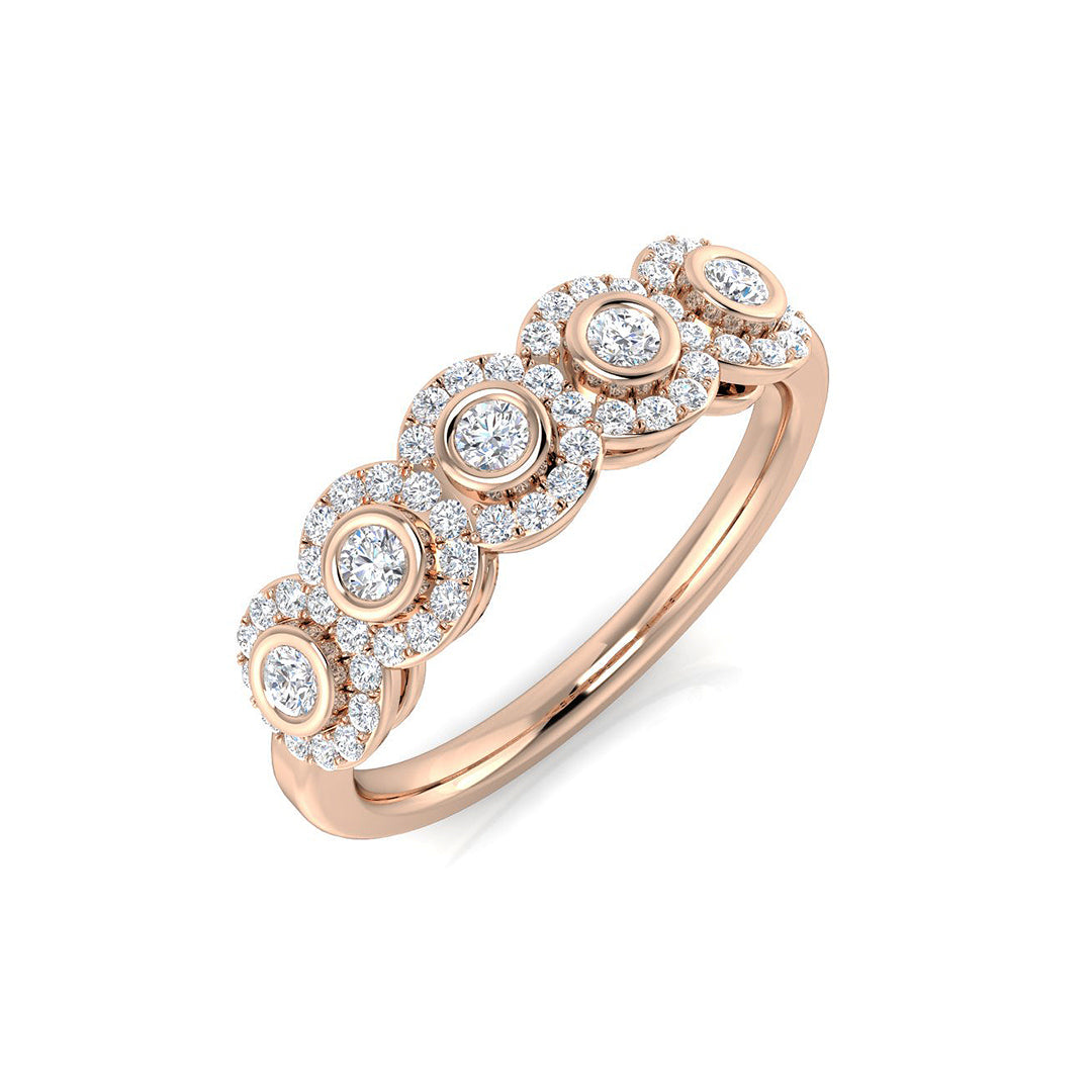 5-Stone Ring Lab Grown Diamond 0.41ct D/VVS Round Cut