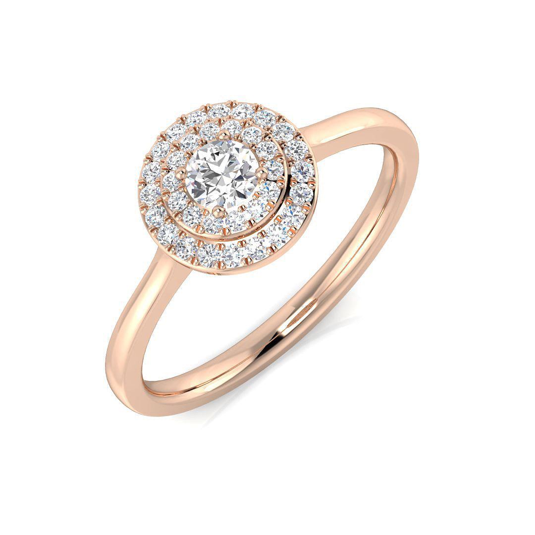Halo Round Cut Natural Diamond Engagement Ring