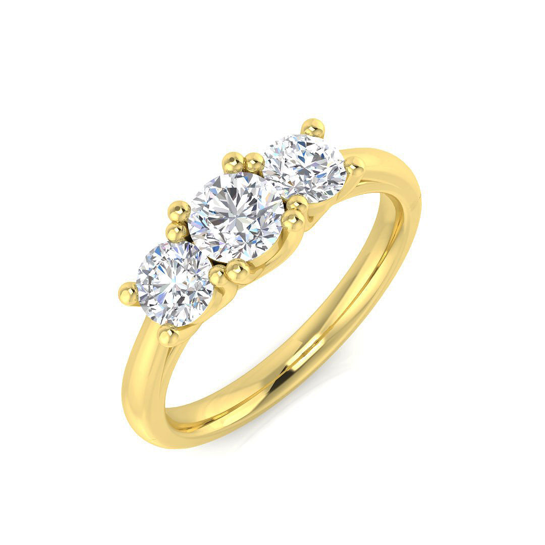 0.50-2.00ct Lab Grown D/VVS Round Cut Diamond 3-Stone Ring.