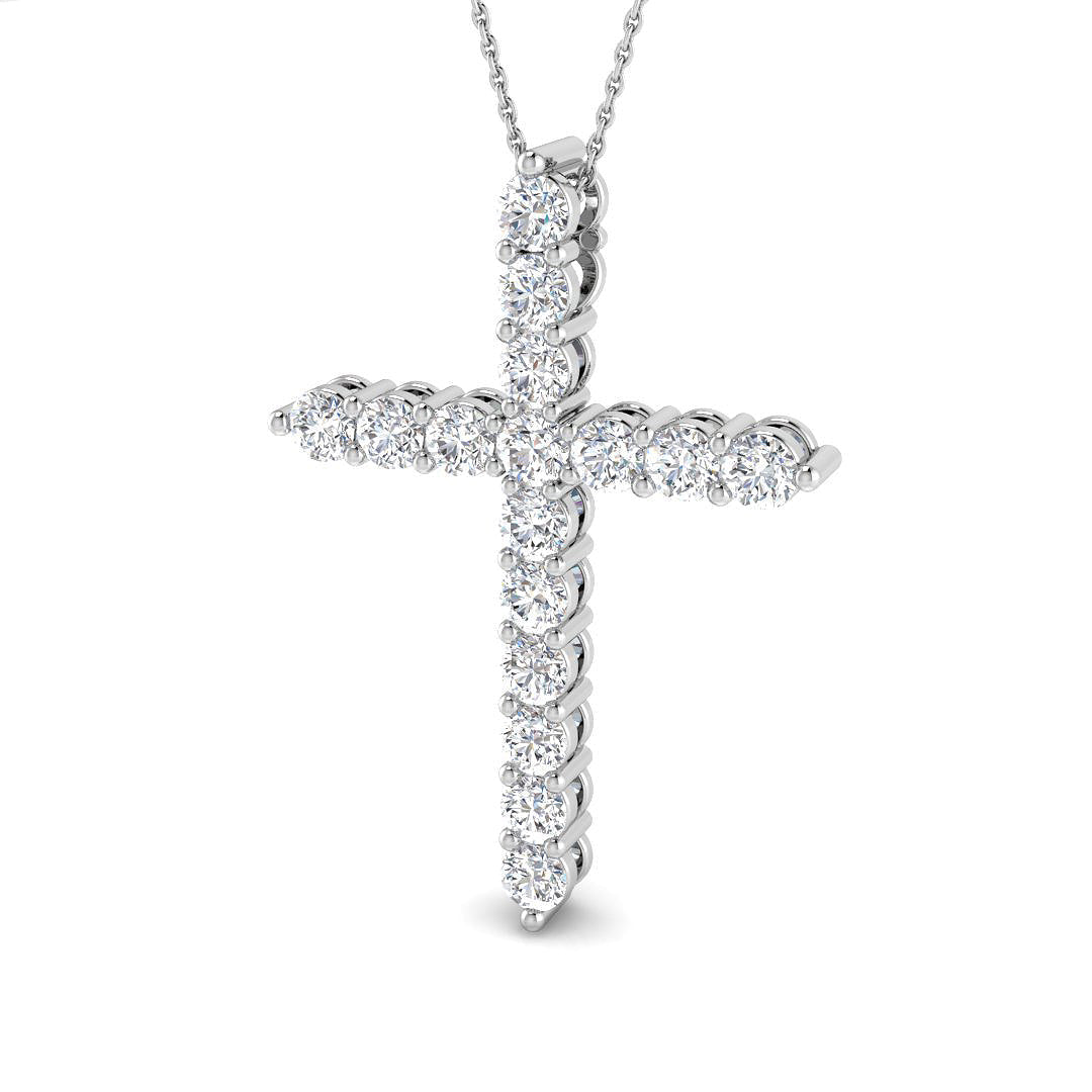 2.97ct Ð 5.32ct Round Diamond Rope-Style Cross Necklace in Gold & Platinum