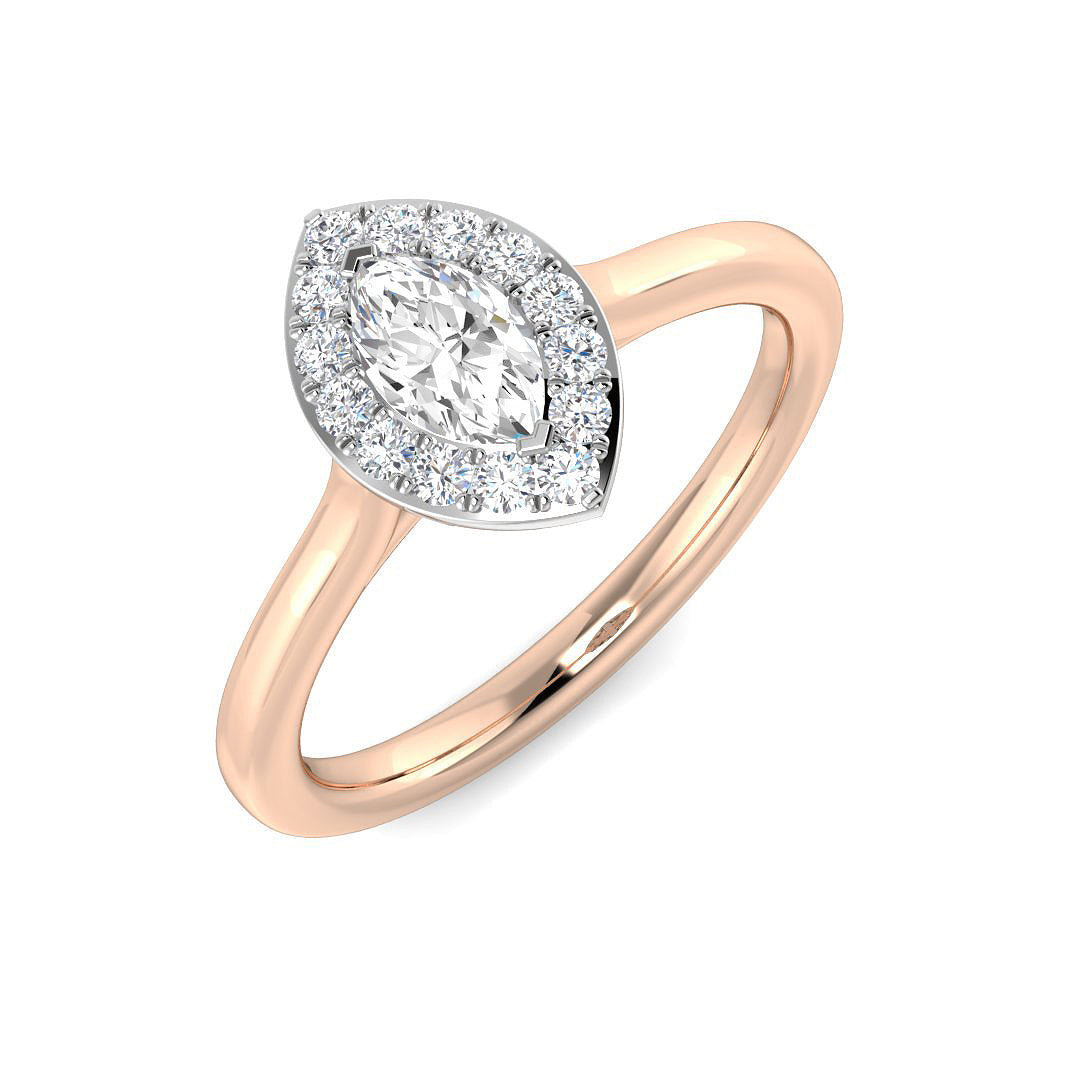 Natural Marquise Cut Diamond Halo Engagement Ring