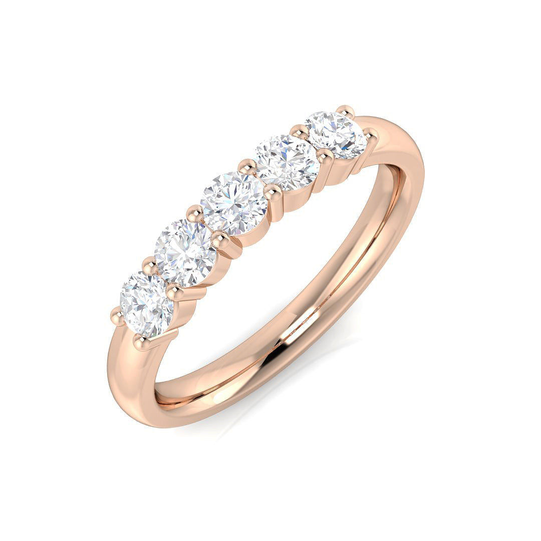 5-Stone Ring Lab Grown Diamond 0.56ct D/VVS Round Cut