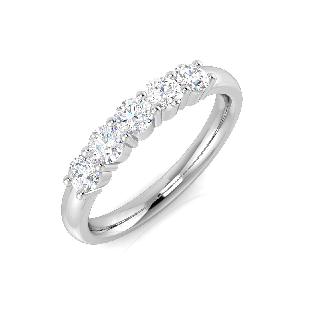 5-Stone Ring Lab Grown Diamond 0.56ct D/VVS Round Cut
