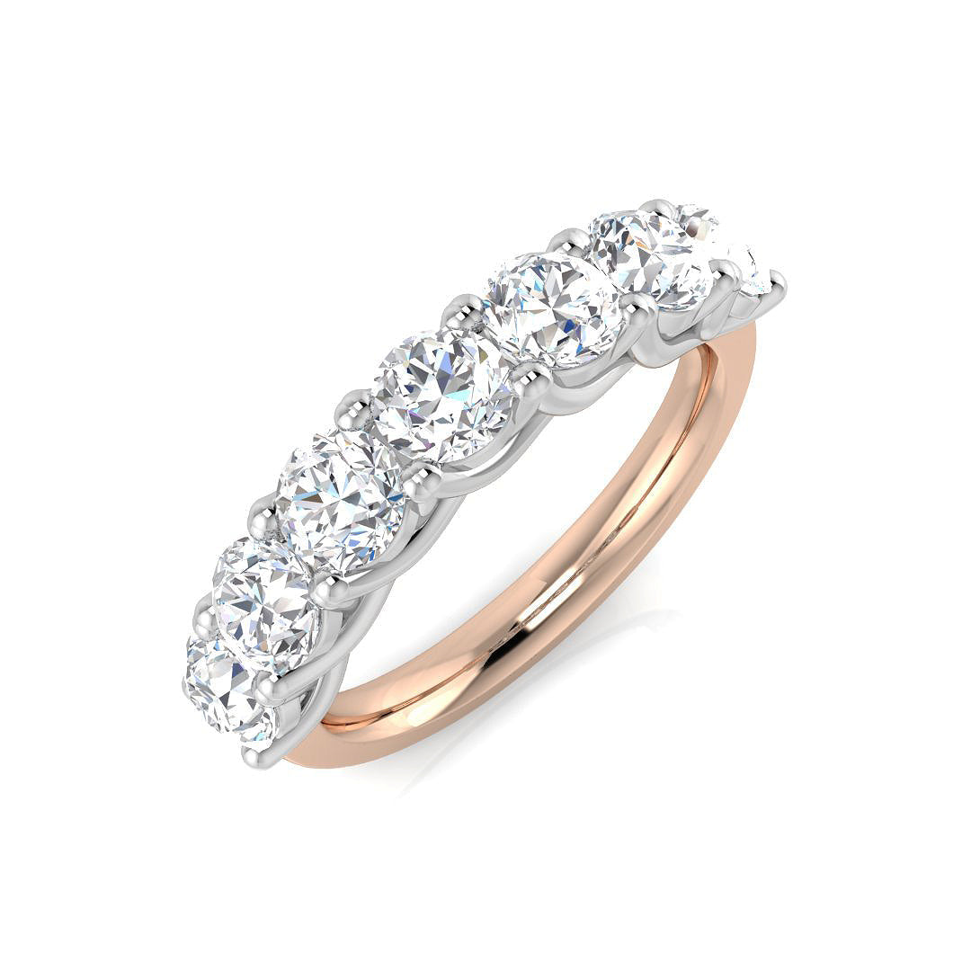 7-Stone Natural Round Cut Diamond Anniversary Ring