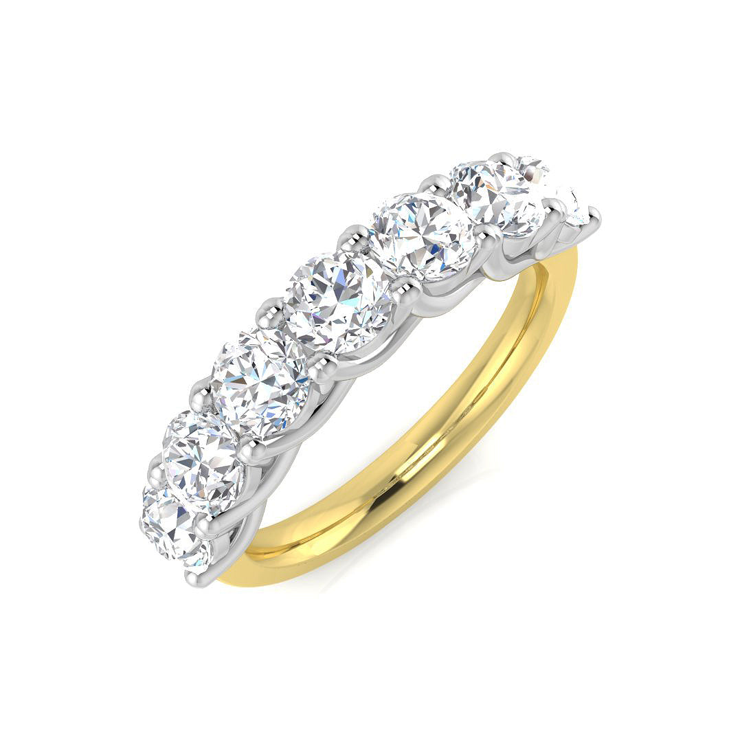 7-Stone Natural Round Cut Diamond Anniversary Ring