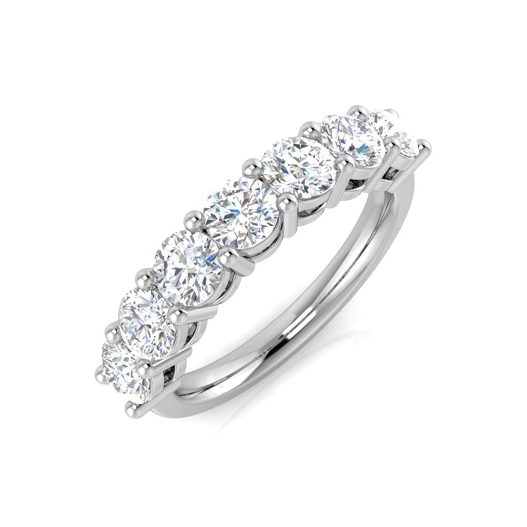 7-Stone Natural Round Cut Diamond Half Eternity Ring.