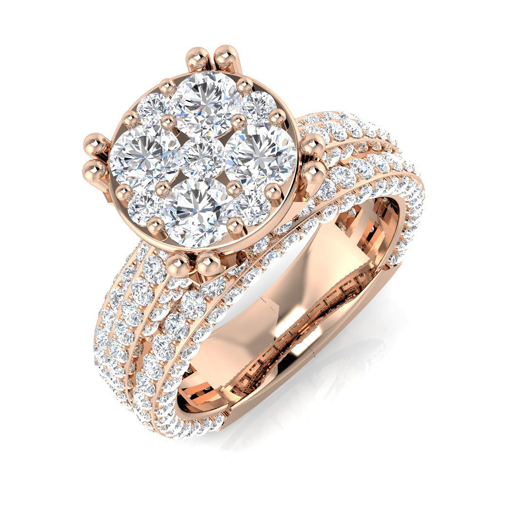 Natural Round Cut Diamond Cluster Ring Gift For Her