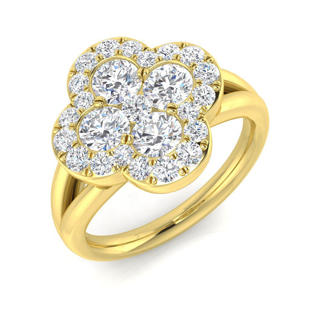 Natural Round Cut Diamond Cluster Engagement Ring