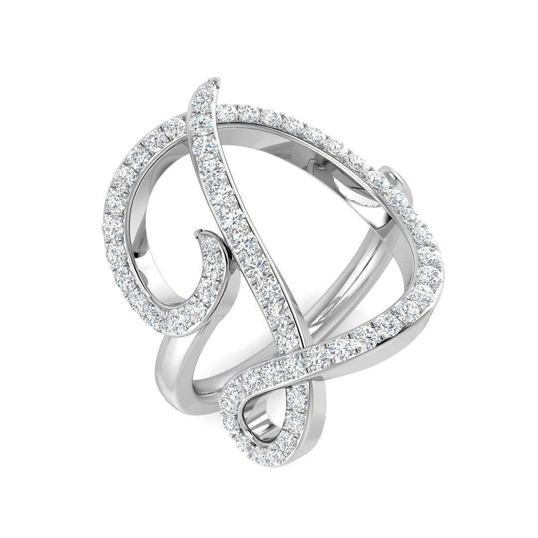 0.65 Carat Round Diamond Micro PavŽ Letter D Initial Ring