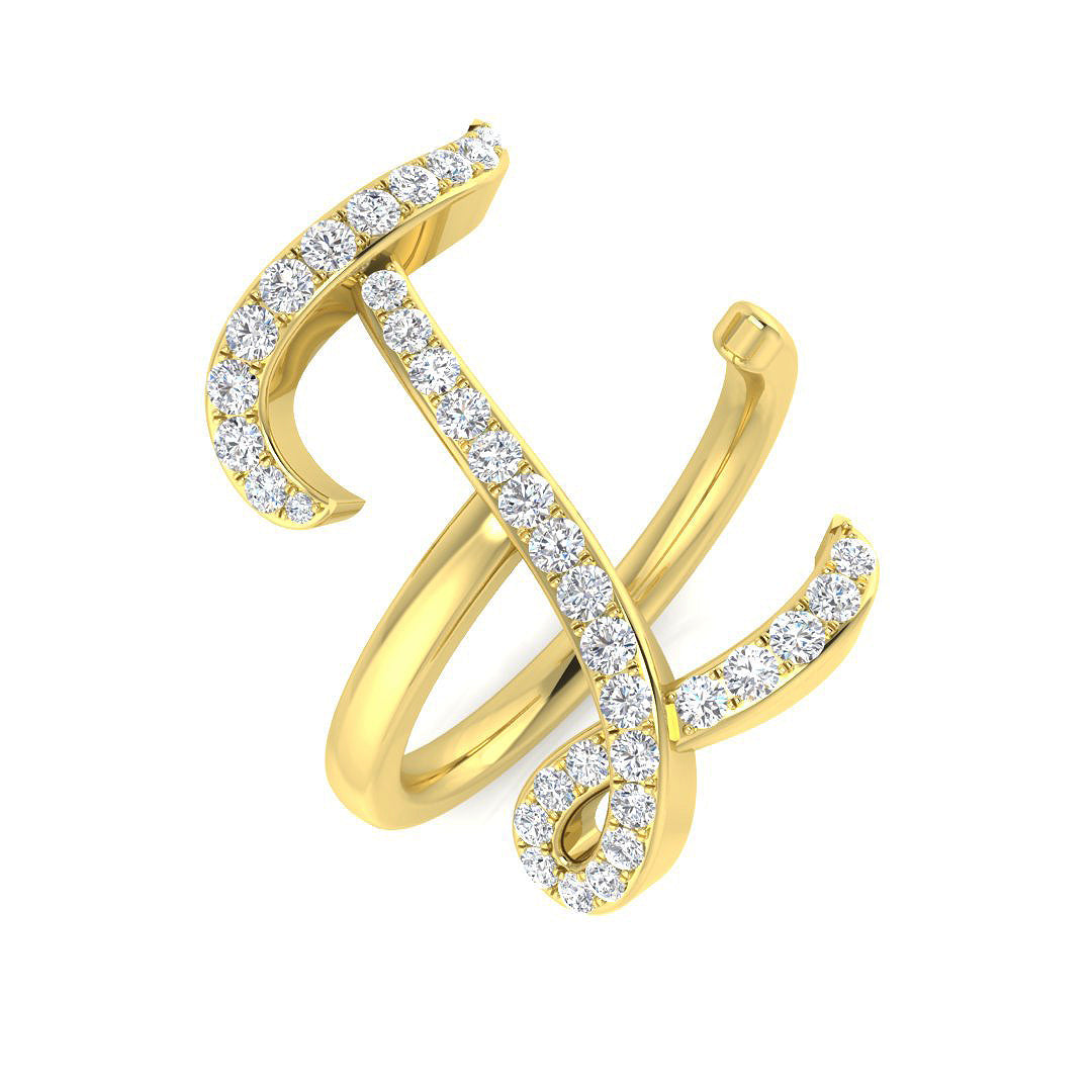 0.45 Carat Round Diamond Micro PavŽ Letter I Initial Ring
