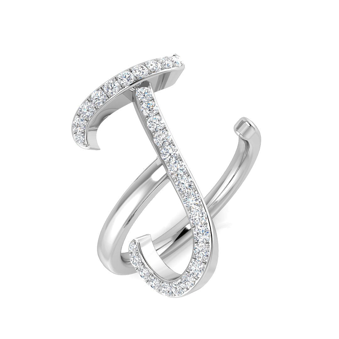 0.38 Carat Round Diamond Micro PavŽ Letter J Initial Ring