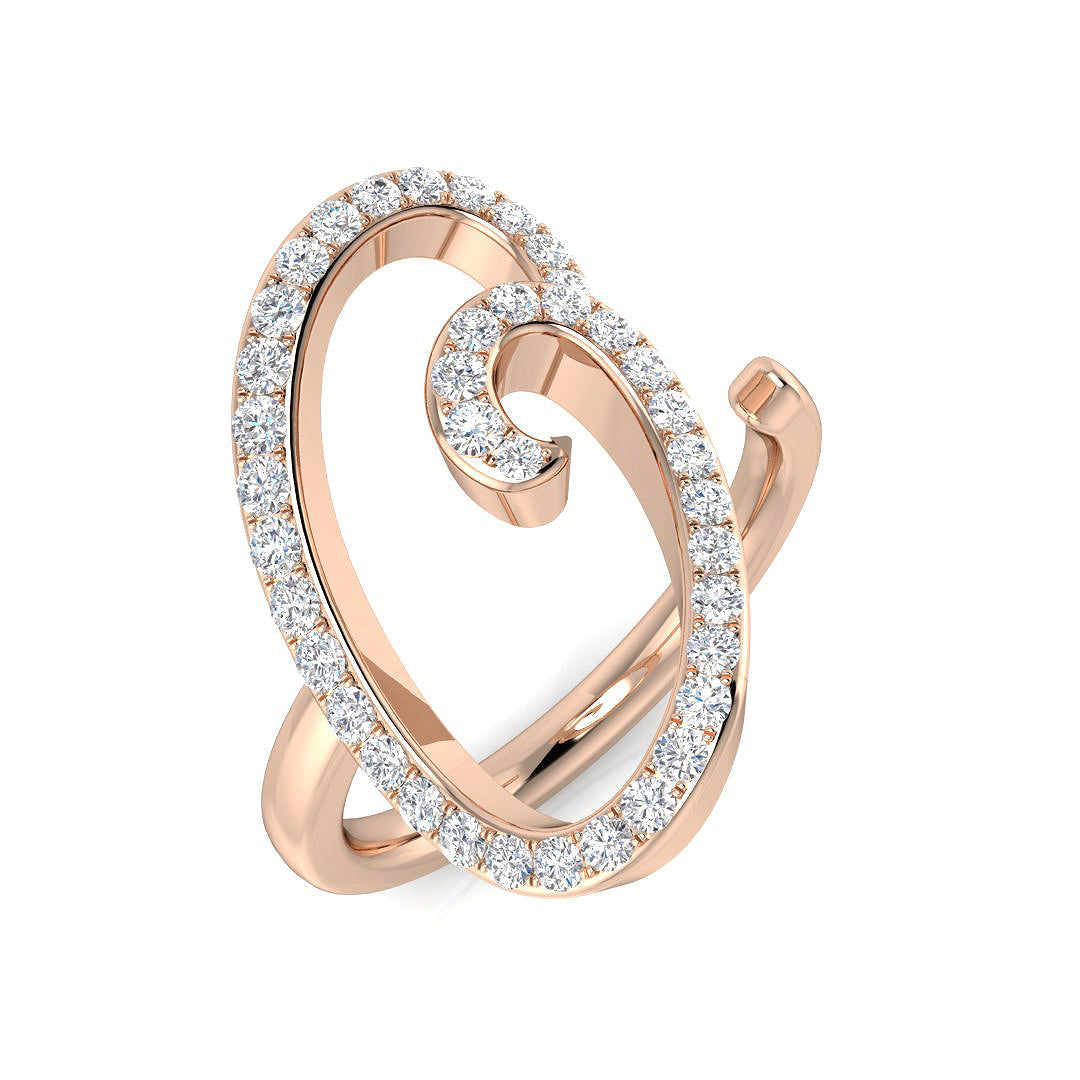 0.45 Carat Round Diamond Micro PavŽ Letter O Initial Ring