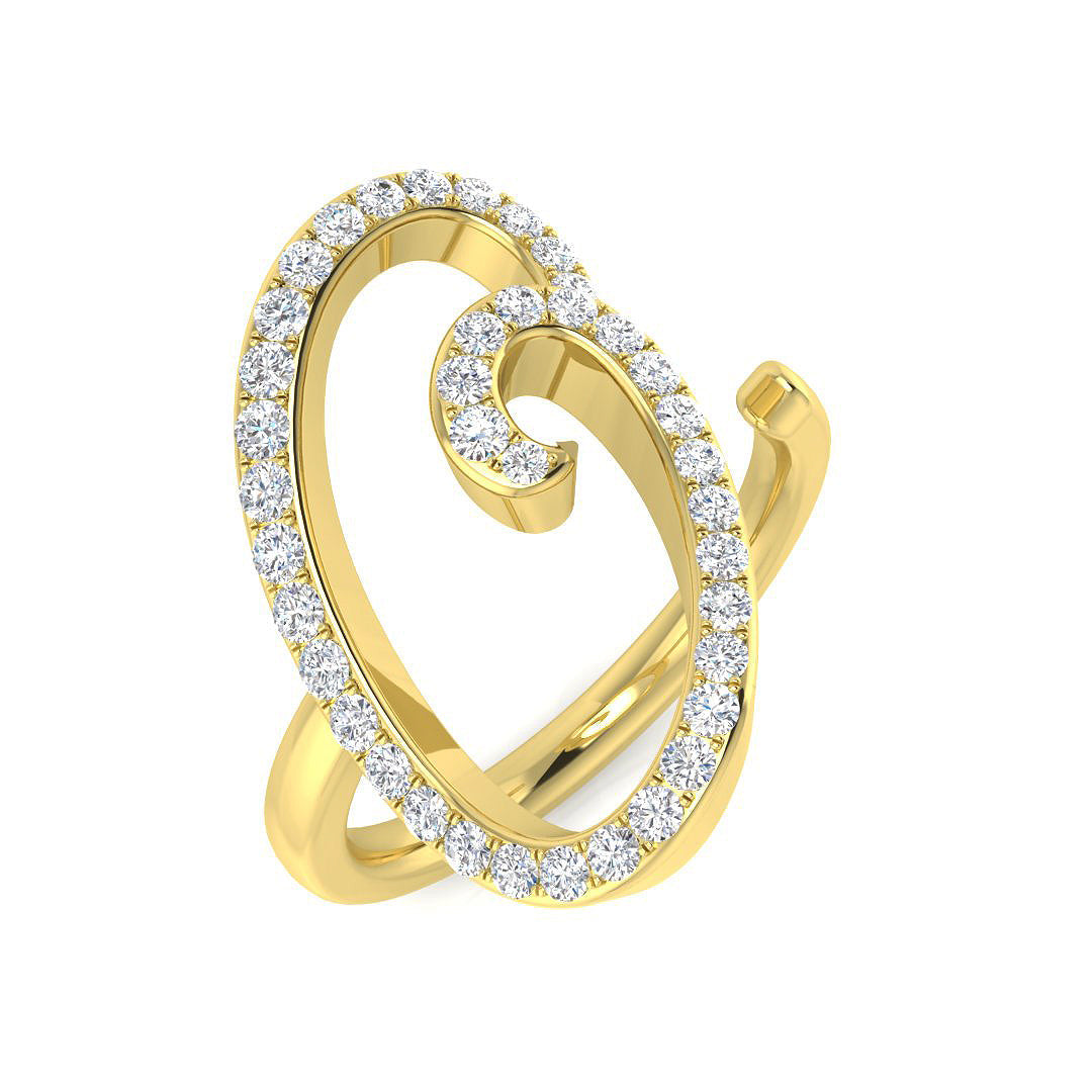 0.45 Carat Round Diamond Micro PavŽ Letter O Initial Ring