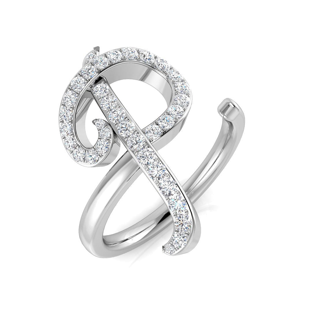 0.40 Carat Round Diamond Micro PavŽ Letter P Initial Ring