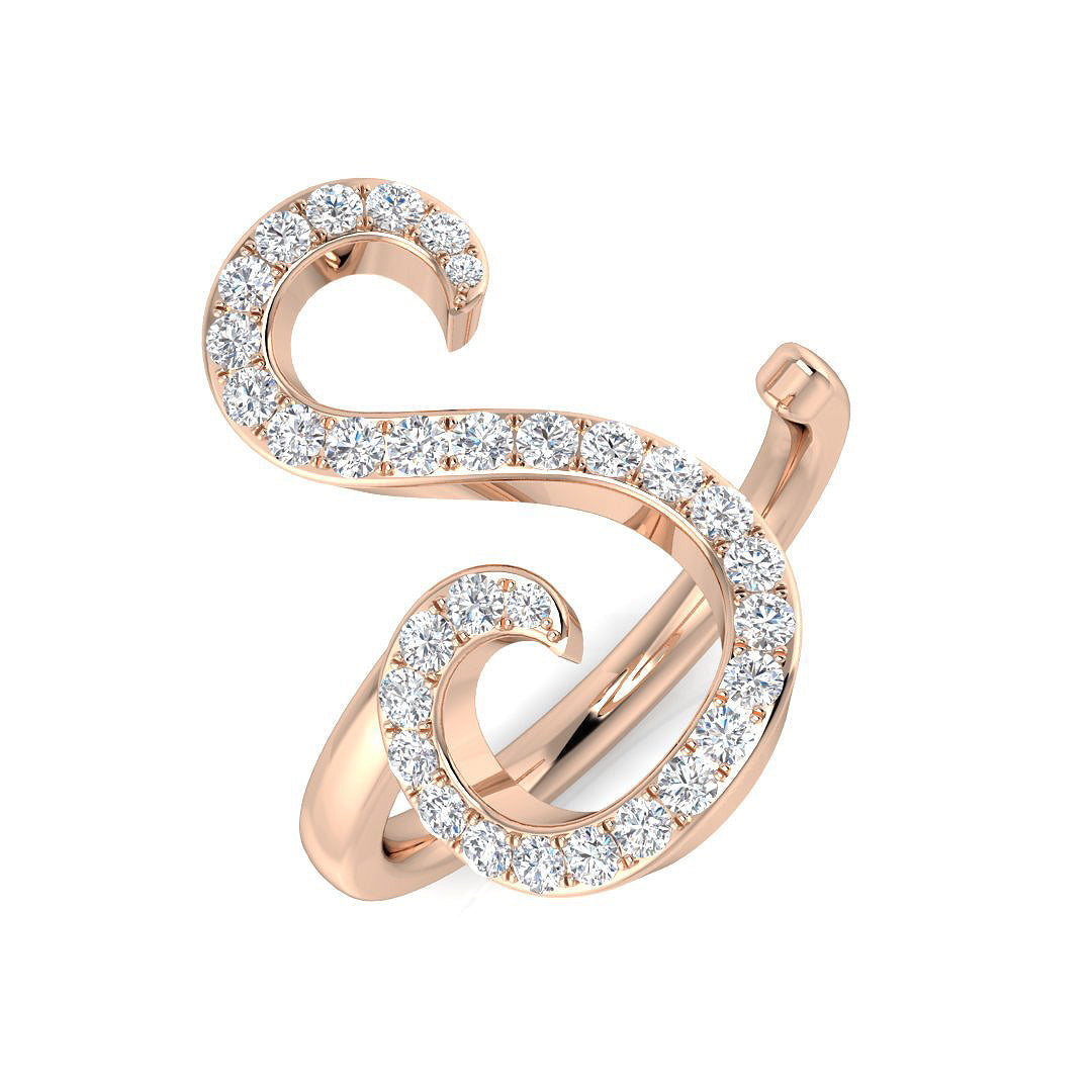0.40 Carat Round Diamond Micro PavŽ Letter S Initial Ring