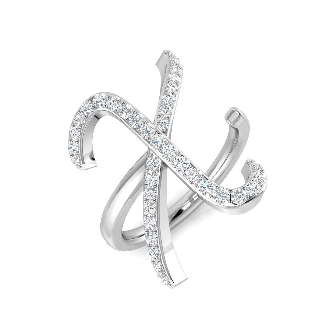 0.45 Carat Round Diamond Micro PavŽ Letter X Initial Ring