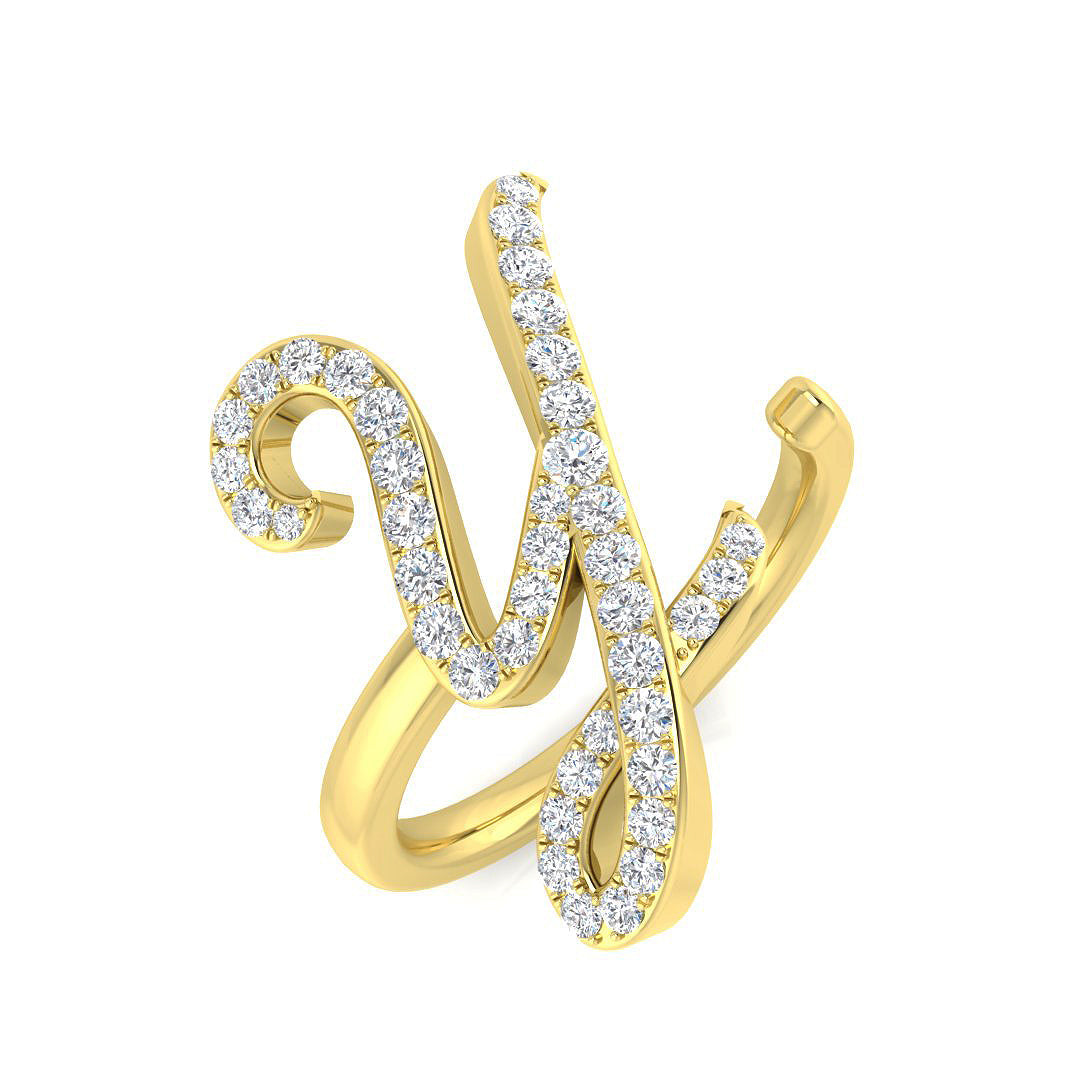 0.45 Carat Round Diamond Micro PavŽ Letter Y Initial Ring