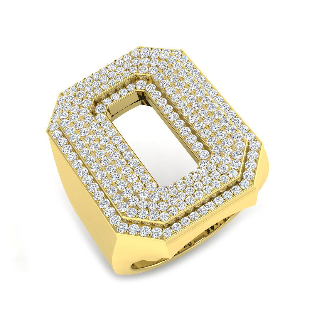 1.35 Carat Round Diamond Block Letter O Cluster PavŽ Statement Initial Ring