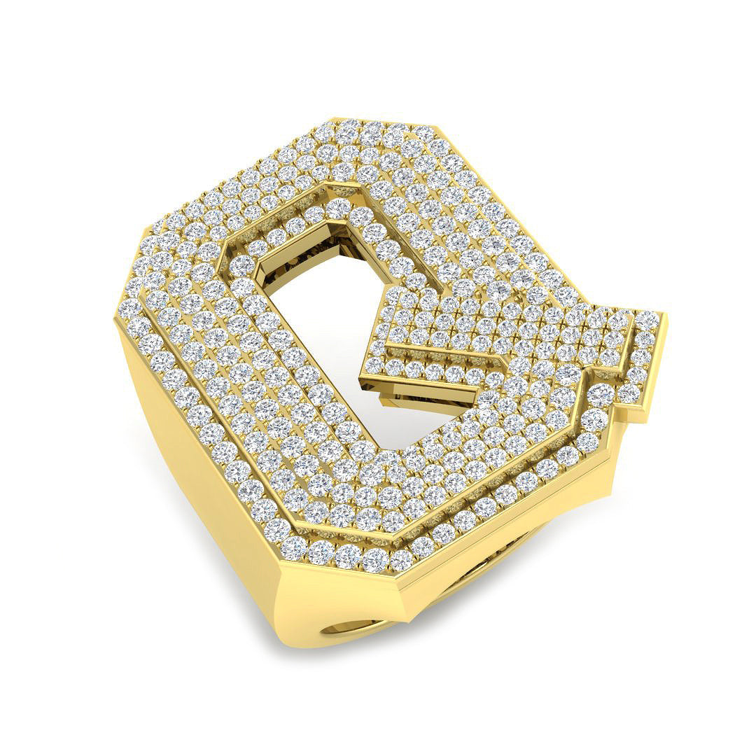 1.24 Carat Round Diamond Block Letter Q Cluster PavŽ Statement Initial Ring