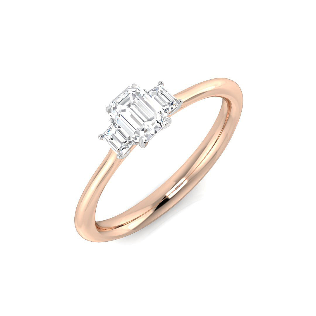 3.00-ct Lab Grown D/VVS Emerald Cut Diamond Trilogy Ring