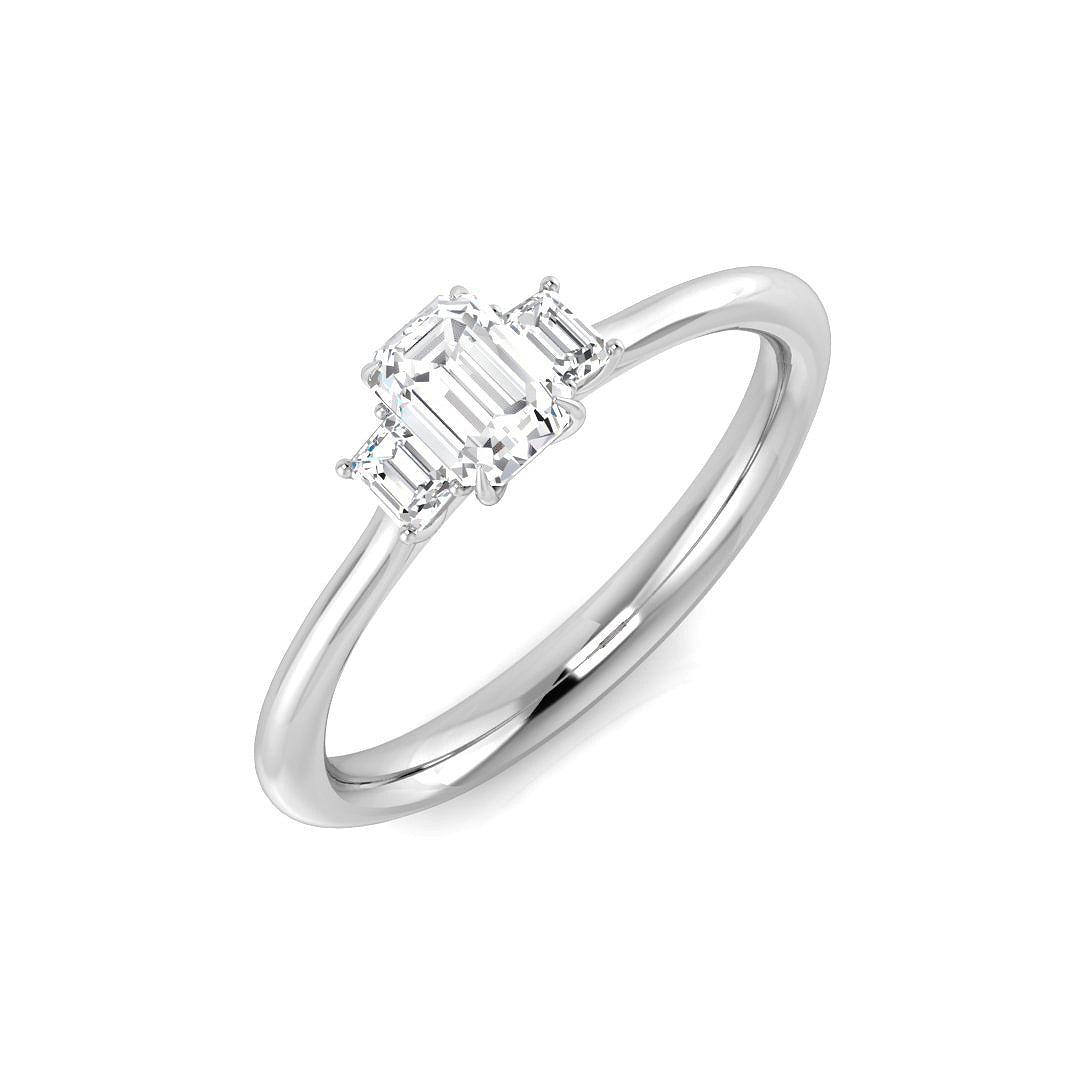 3.00-ct Lab Grown D/VVS Emerald Cut Diamond Trilogy Ring
