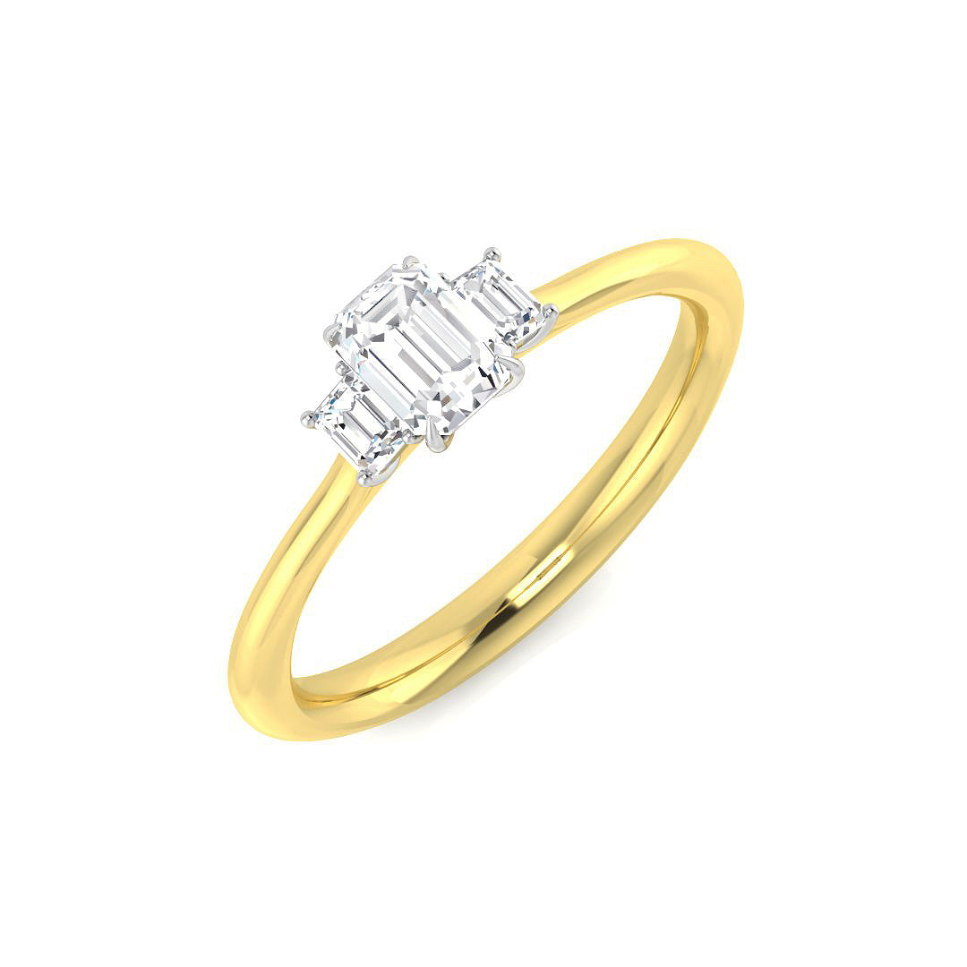 3.00-ct Lab Grown D/VVS Emerald Cut Diamond Trilogy Ring