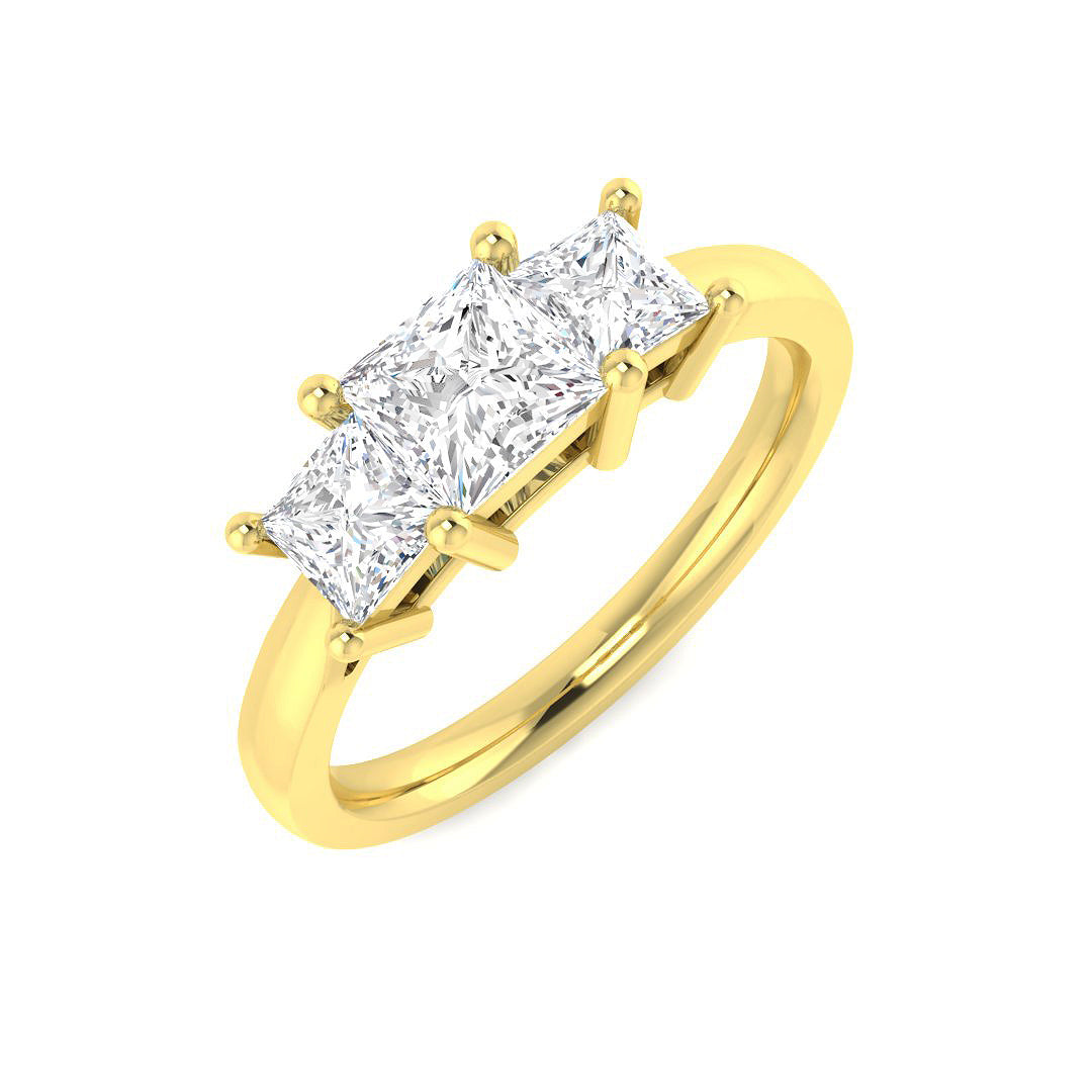 1.00ct Lab Grown D/VVS Princess Cut Diamond 3 Stone Ring