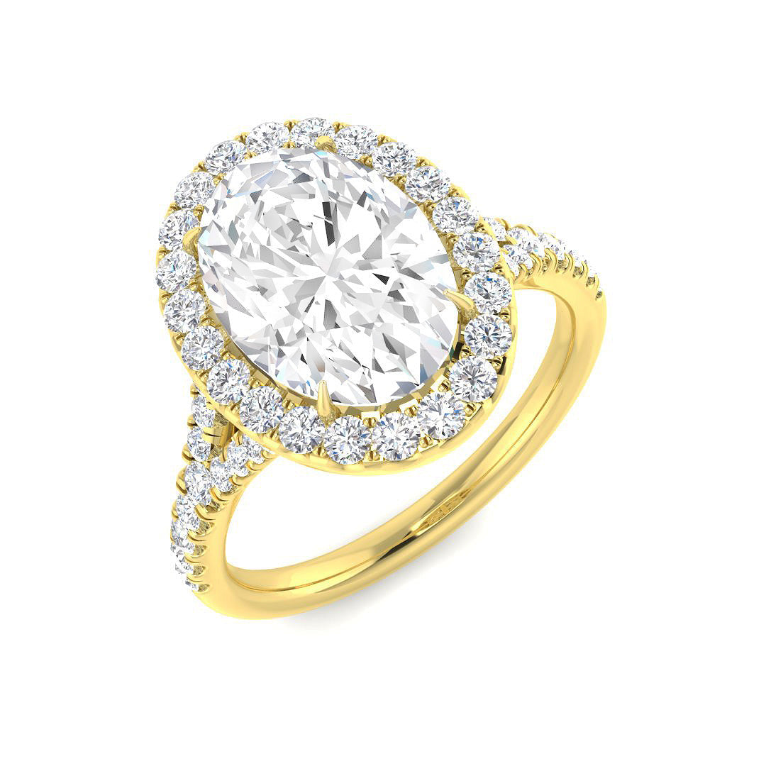 Lab Grown Round & Oval Cut Diamond Halo Engagement Ring