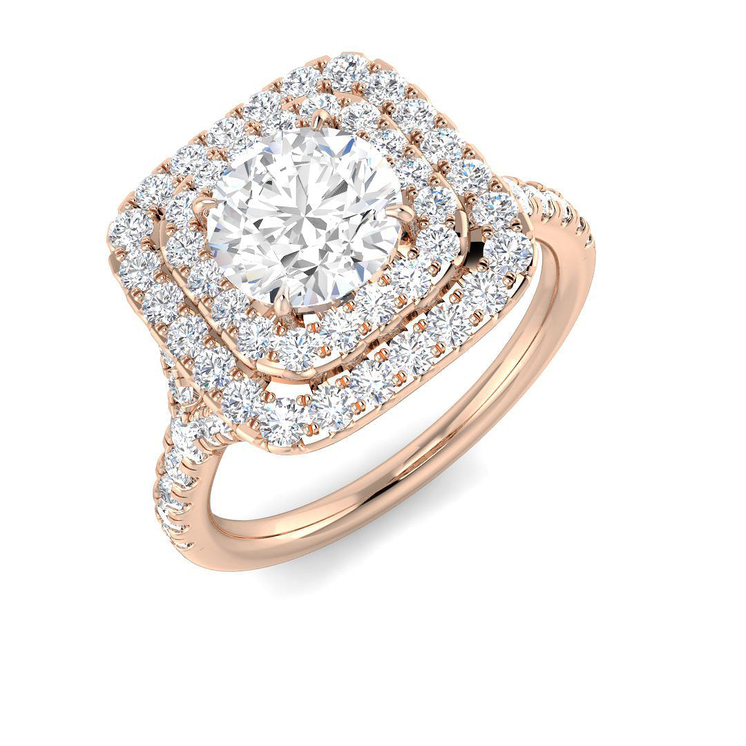 Lab Grown Round Cut Diamond Halo Engagement Ring