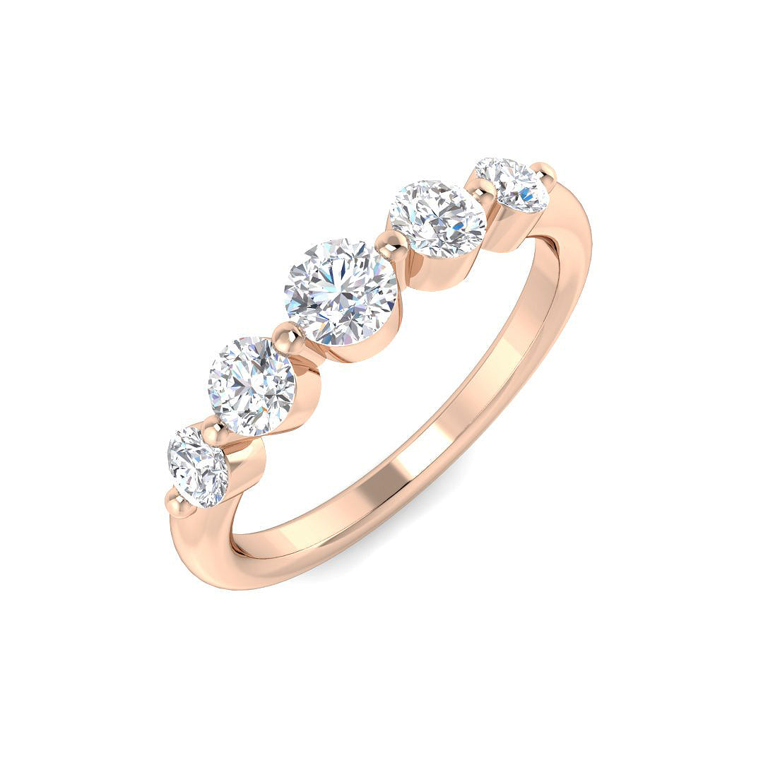 5-Stone Ring Lab Grown Diamond 0.72ct D/VVS Round Cut
