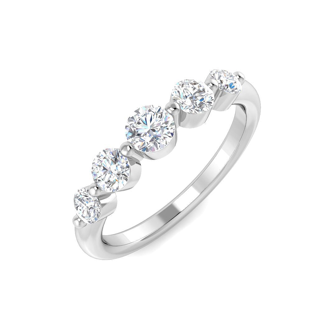5-Stone Ring Lab Grown Diamond 0.72ct D/VVS Round Cut