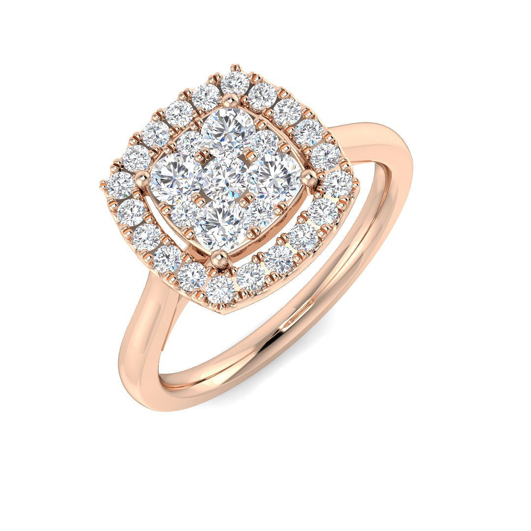 Natural Round Cut Diamond Cluster Engagement Cushion Shape Ring