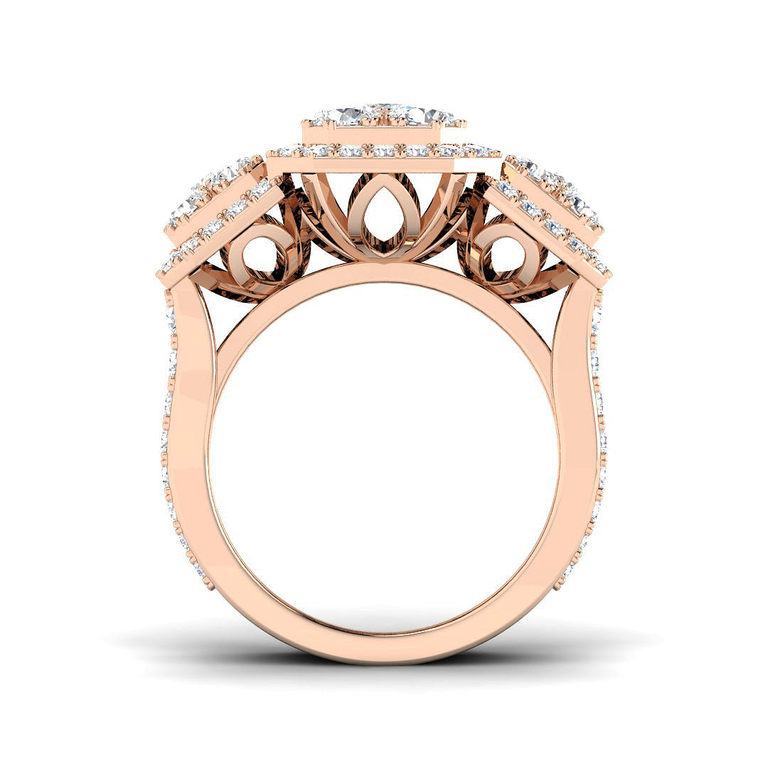 3.50ct Lab Grown D/VVS Round Cut Diamond Trilogy Ring