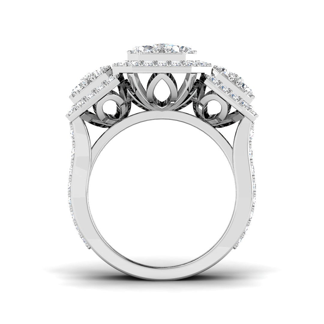 3.50ct Lab Grown D/VVS Round Cut Diamond Trilogy Ring