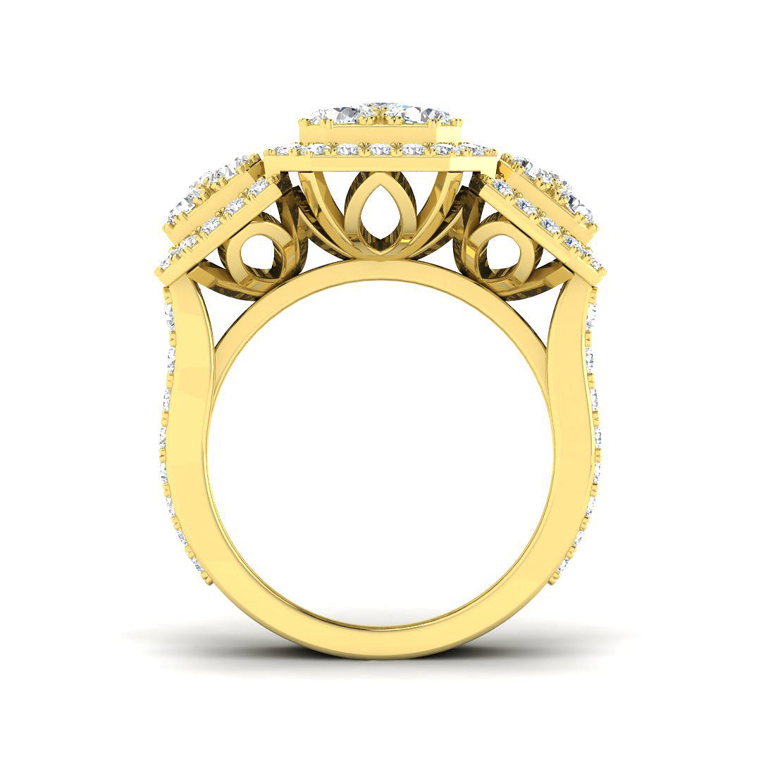 3.50ct Lab Grown D/VVS Round Cut Diamond Trilogy Ring