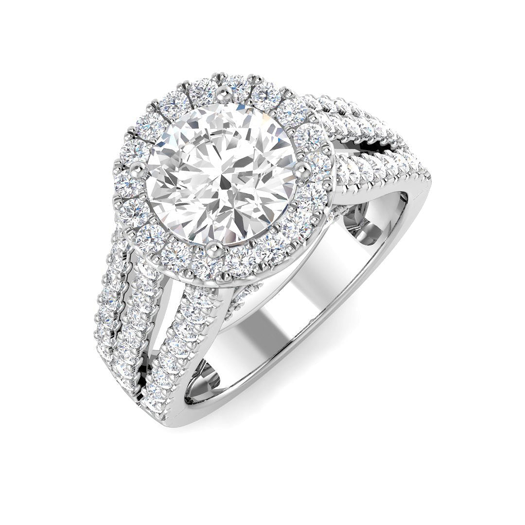Lab Grown Round Cut Diamond Halo Engagement Ring
