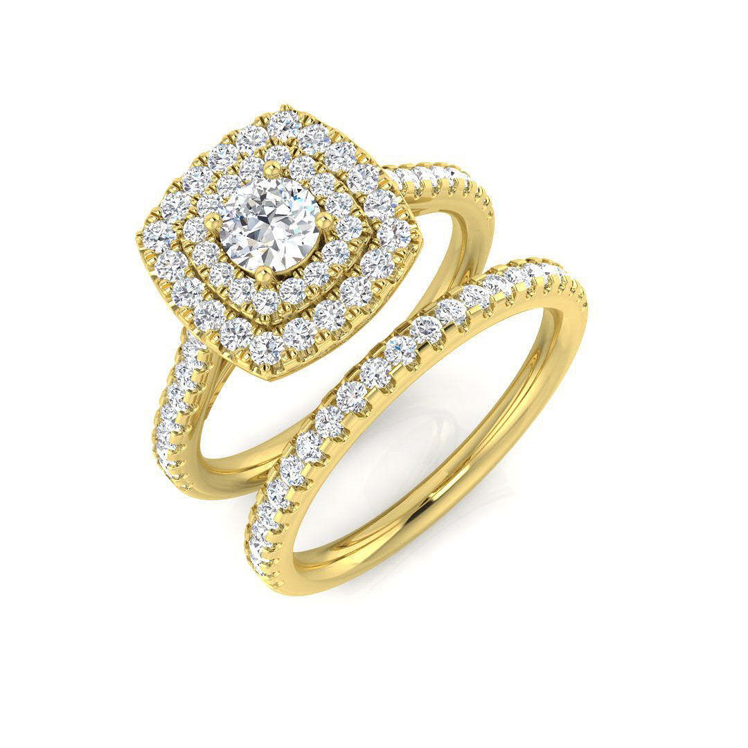 Natural Diamond Round Cut Halo Engagement Ring