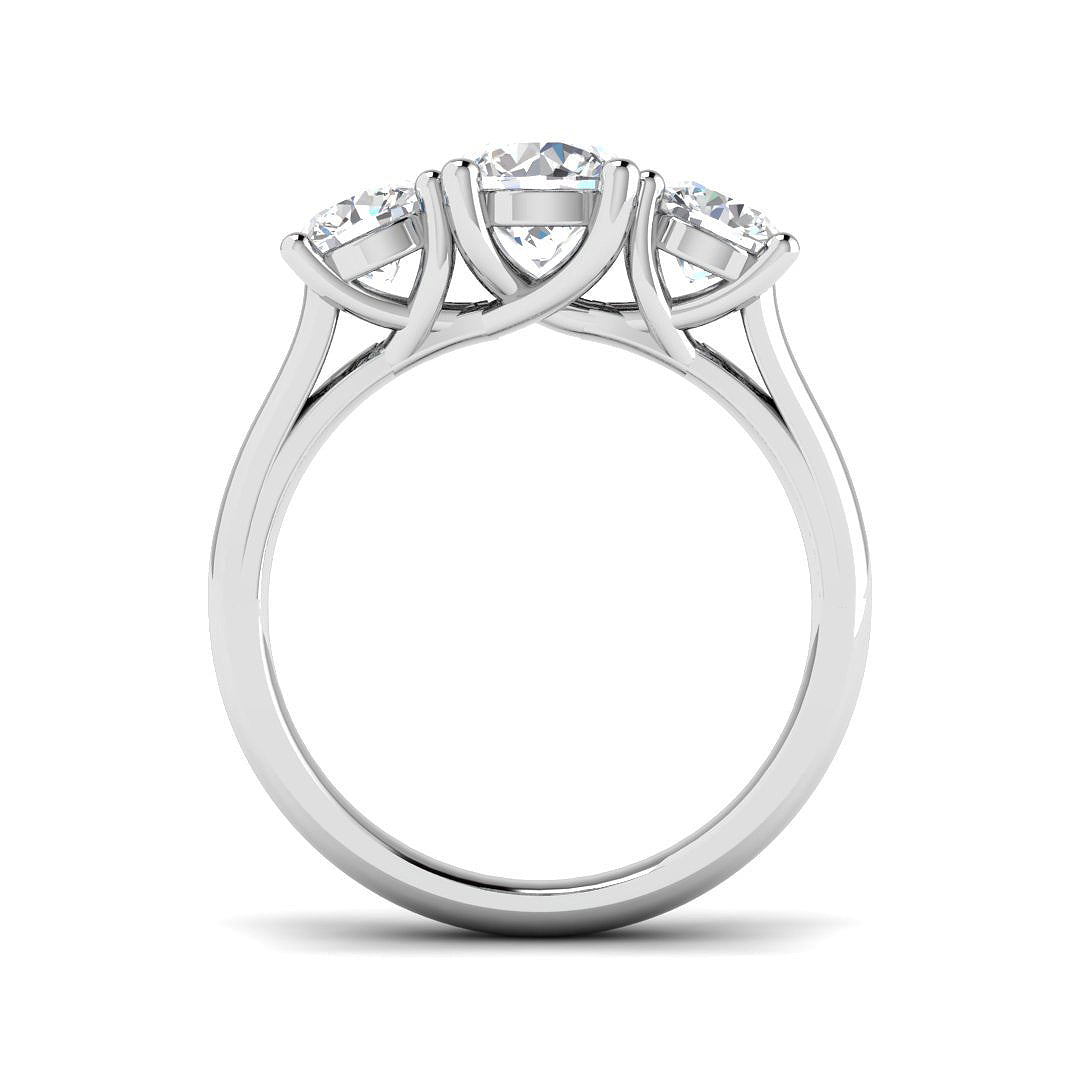 2.00ct Lab Grown D/VVS Round Cut Diamond Trilogy Ring