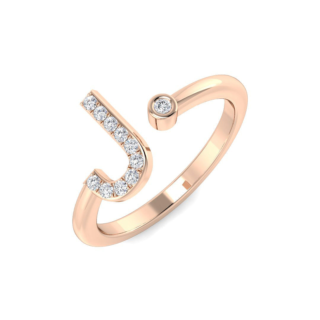 0.09 Carat Round Diamond Micro PavŽ & Bezel Letter J Initial Ring