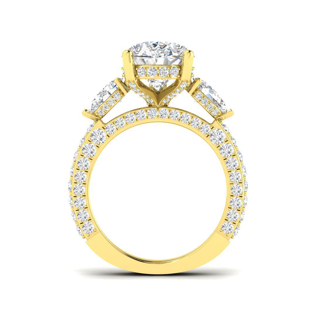 3-Stone Lab Grown Diamond 7.00ct Pear Cut D/VVS Ring