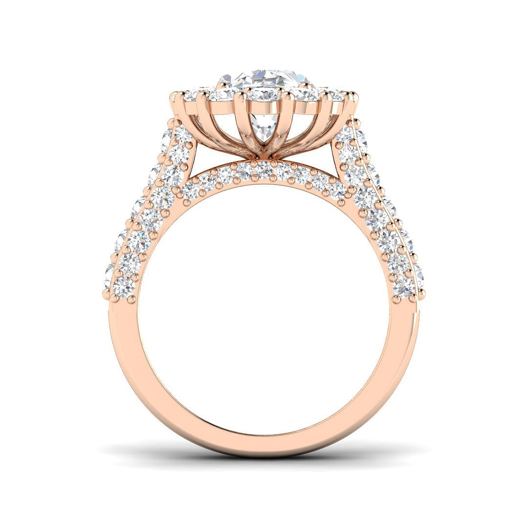 Lab Grown Round & Oval Cut Diamond Prong Set Engagement Ring