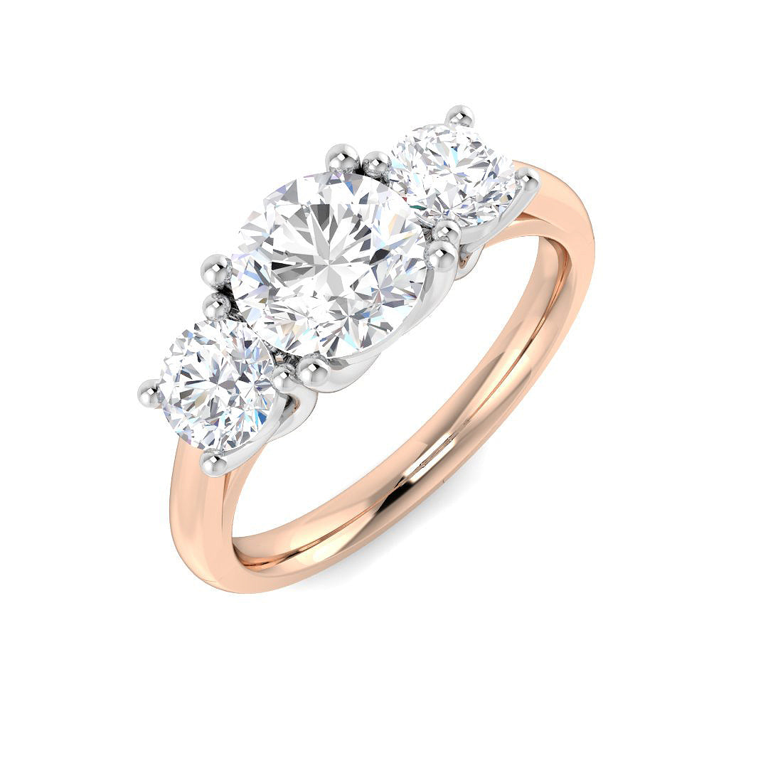 2.00ct Lab Grown D/VVS Round Cut Diamond Trilogy Ring