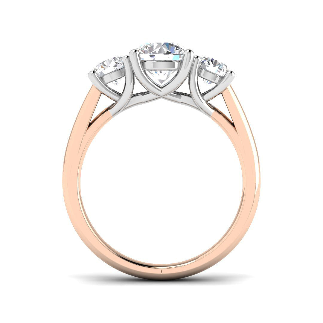 2.00ct Lab Grown D/VVS Round Cut Diamond Trilogy Ring