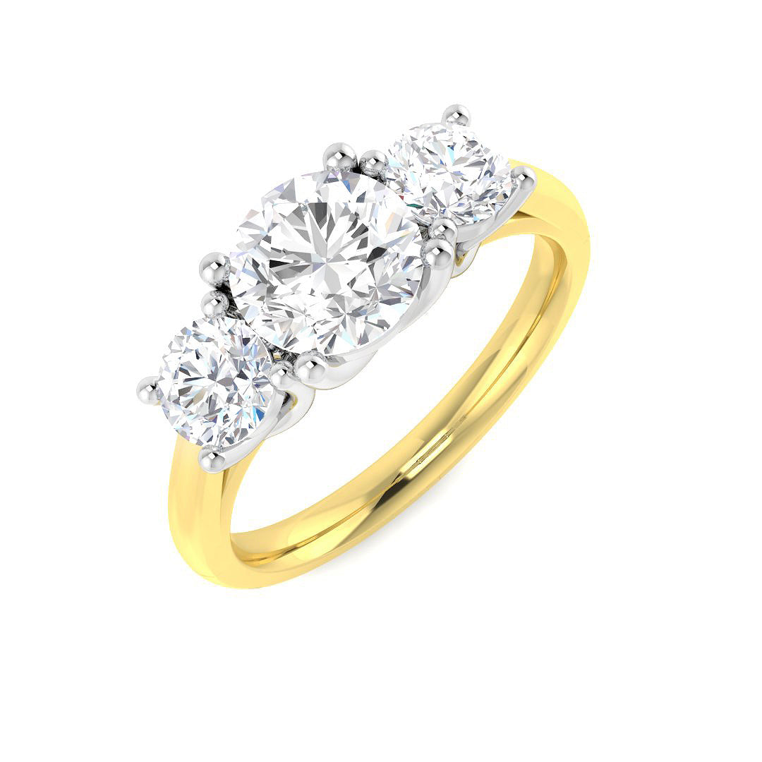 2.00ct Lab Grown D/VVS Round Cut Diamond Trilogy Ring