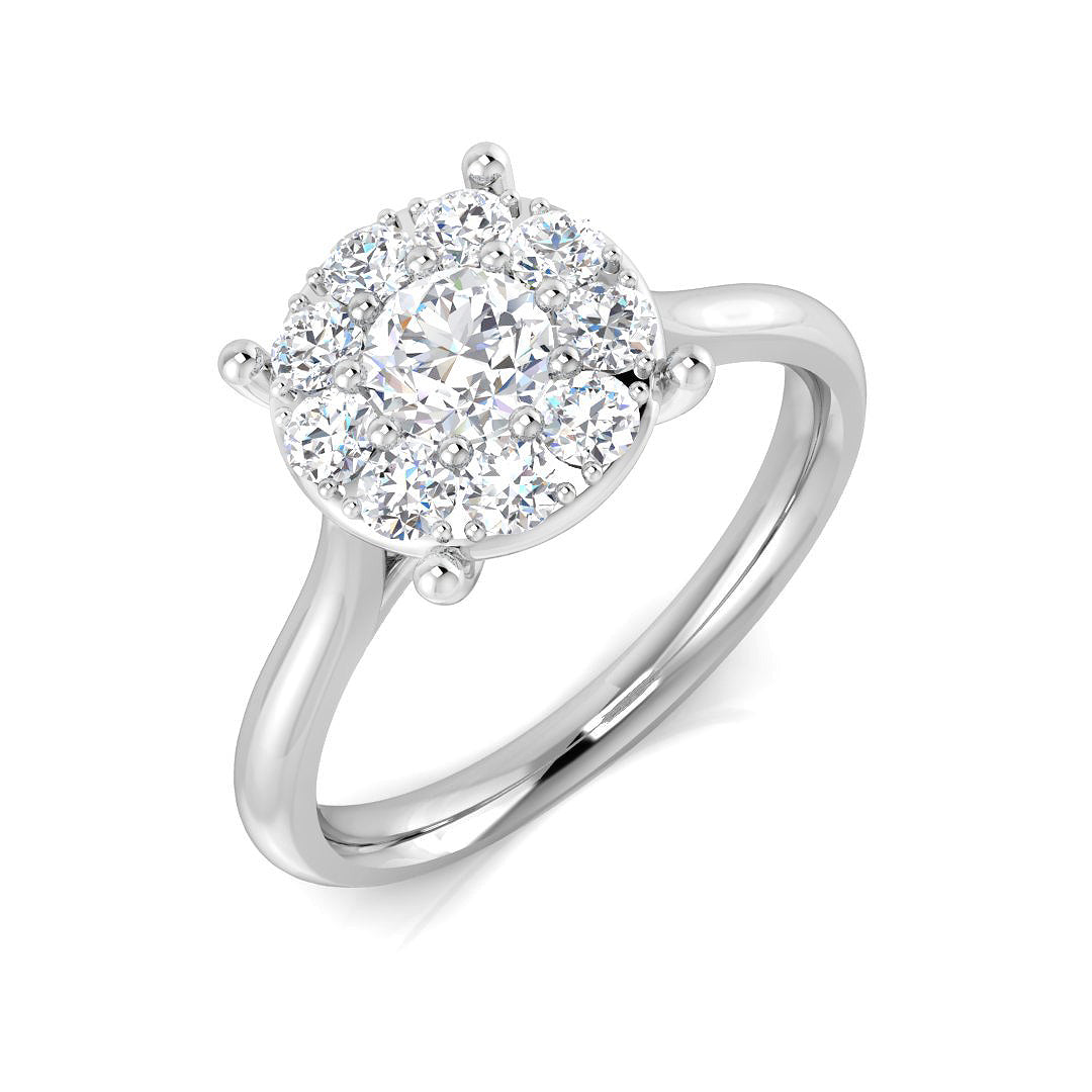 Natural Round Cut Diamond Cluster Engagement Ring