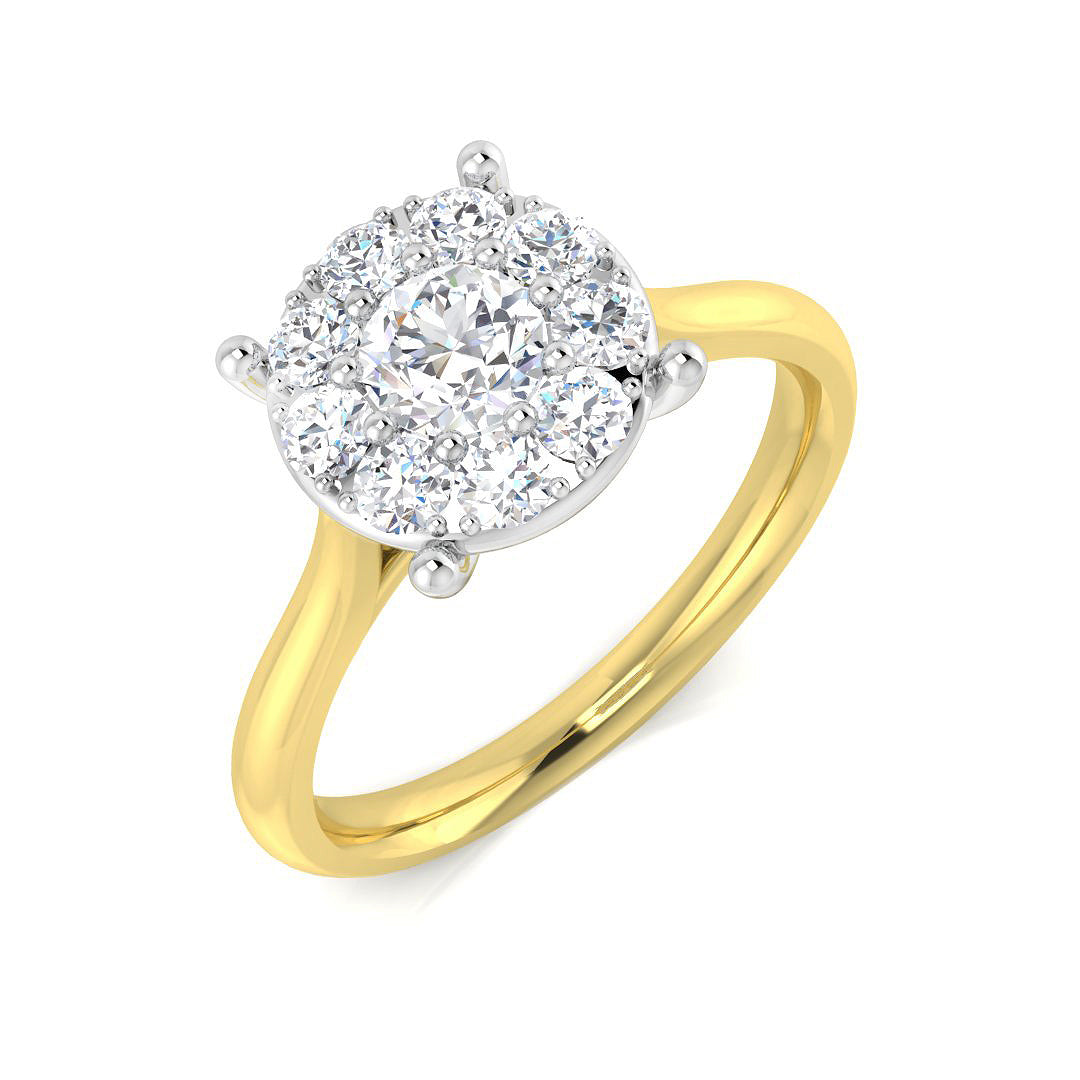 Natural Round Cut Diamond Cluster Engagement Ring
