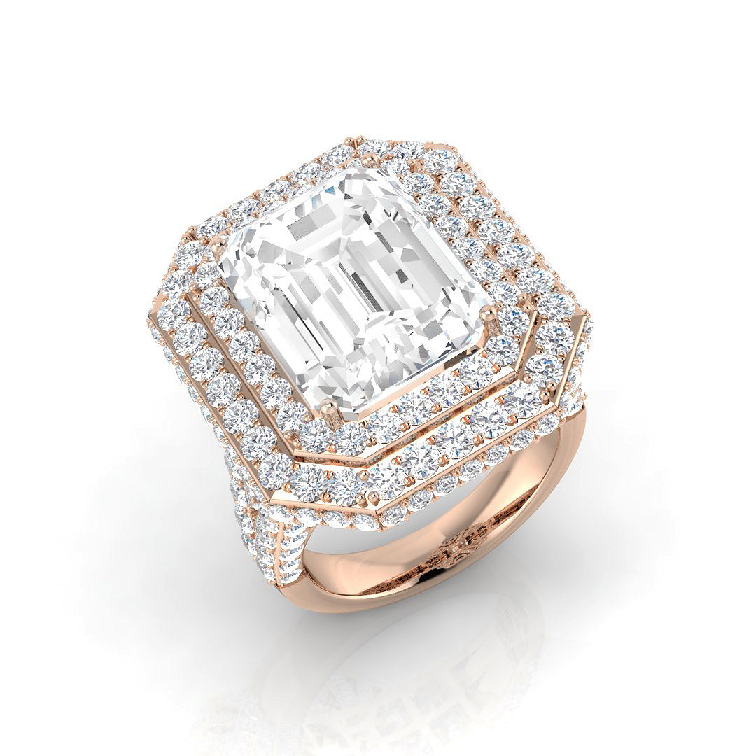 Natural Radiant & Round Cut Diamond 12.00ct Ring