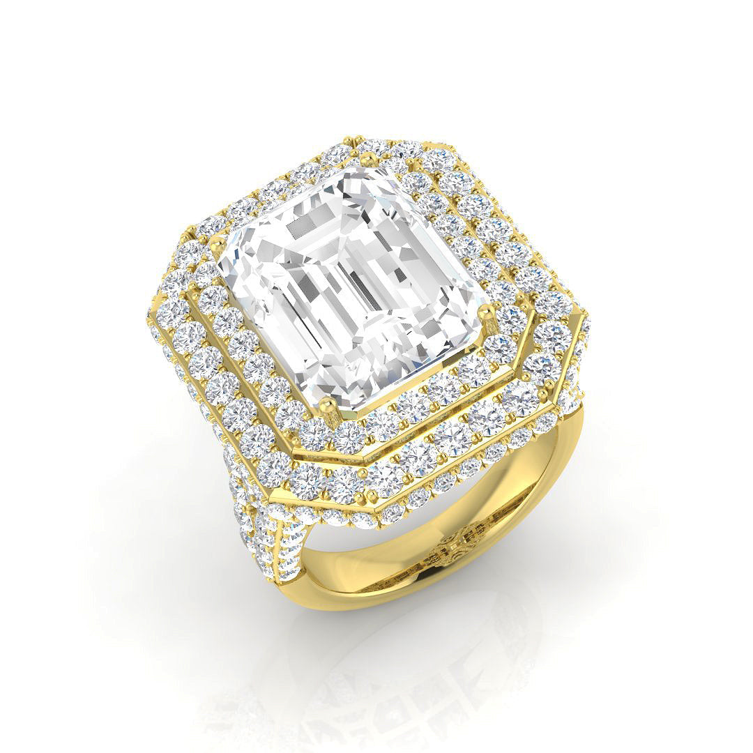 Natural Radiant & Round Cut Diamond 12.00ct Ring