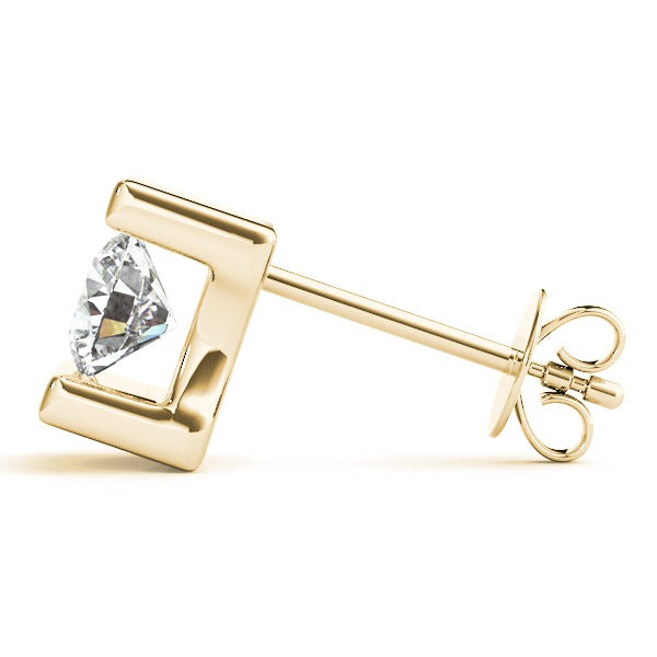 Lab-Grown Diamond Stud Earrings For Women, Round Brilliant Cut Tension Set , D Color VVS Top Quality